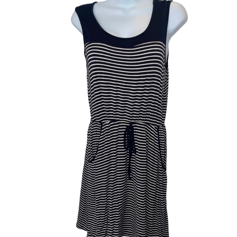 ESPRESSO Womens Blue White Striped Sleeveless Shift Dress Nautical Size Large